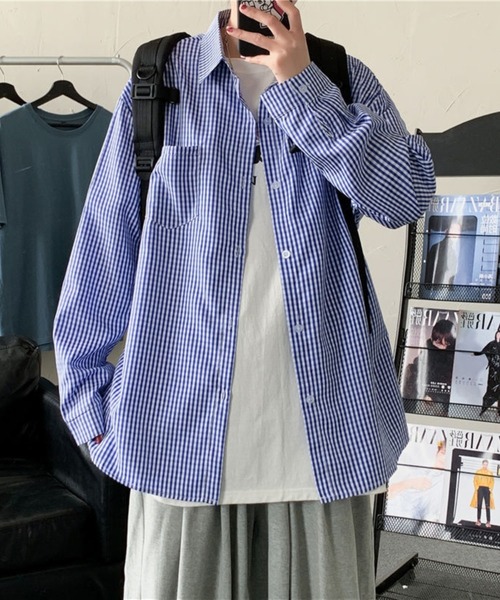 VIBGYOR(ヴィブジョー)の「【Bls】 【ZM】【Bling Leads】ストライプ 長袖シャツ(BL)(シャツ/ブラウス・メンズ・ブルー/ブラック・FREE)」の3枚目の写真