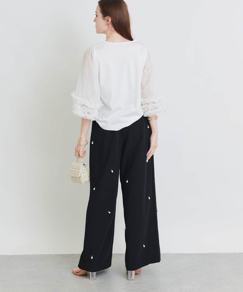 PICCIN PERLA(ピッチンペルラ)の「ギャザーチュールプルオーバー(Tシャツ/カットソー・レディース・オフホワイト/ブラック・M)」の13枚目の写真