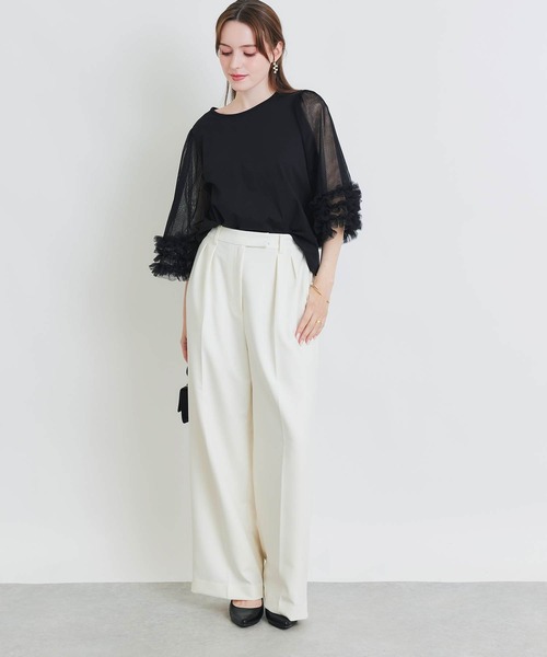 PICCIN PERLA(ピッチンペルラ)の「ギャザーチュールプルオーバー(Tシャツ/カットソー・レディース・オフホワイト/ブラック・M)」の10枚目の写真