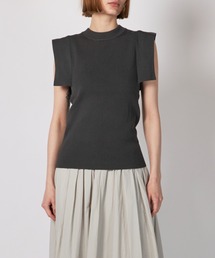 CLANE MIX MESH GATHER NO SLEEVE TOPS（その他トップス）｜CLANE