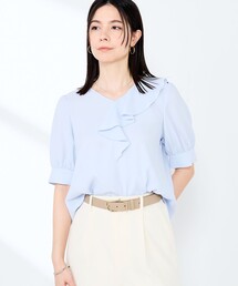 セール】ウォッシャブルレーストリミングオーガンジーブラウス（シャツ