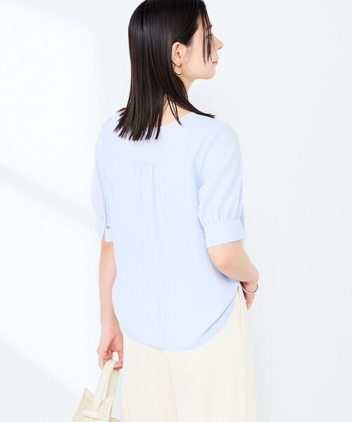 NOLLEY’S Sophi(ノーリーズソフィ)の「ウォッシャブルジョーゼットアシメラッフルブラウス(シャツ/ブラウス・レディース・オリーブ/サックスブルー/オフホワイト・38/36)」の20枚目の写真