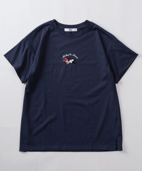 Disney(ディズニー)の「【71】【Disney/ディズニー】ミッキーマウス/ミニーマウス フロント刺繍 クルーネックTシャツ/接触冷感/レディース(Tシャツ/カットソー・レディース・ネイビー/ラベンダー/ピンク/ライトグレー・L/M)」の5枚目の写真