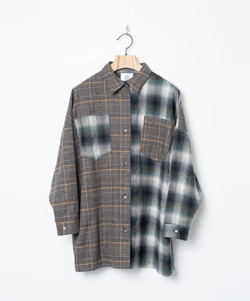 STOF(ストフ)の「STOF/ストフ/Half flannel check big shirt(シャツ/ブラウス・メンズ・グレー/ブルー・S/M)」の6枚目の写真