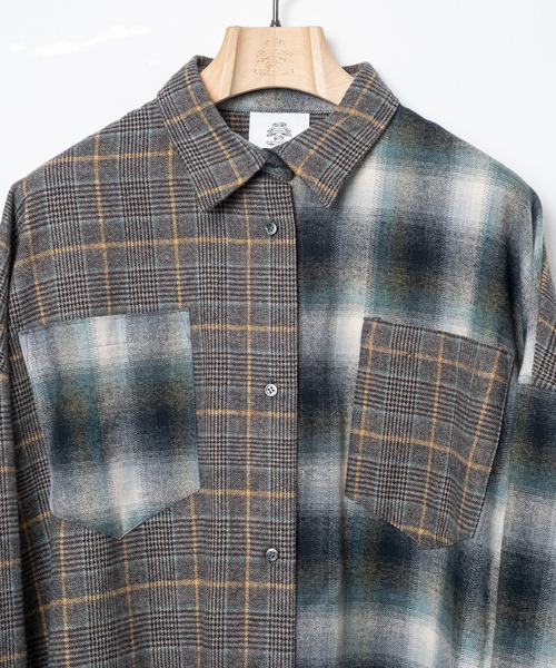 STOF(ストフ)の「STOF/ストフ/Half flannel check big shirt(シャツ/ブラウス・メンズ・グレー/ブルー・S/M)」の7枚目の写真
