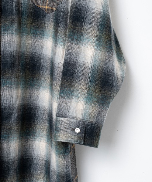 STOF(ストフ)の「STOF/ストフ/Half flannel check big shirt(シャツ/ブラウス・メンズ・グレー/ブルー・S/M)」の8枚目の写真