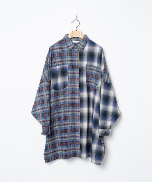 STOF(ストフ)の「STOF/ストフ/Half flannel check big shirt(シャツ/ブラウス・メンズ・グレー/ブルー・S/M)」の13枚目の写真