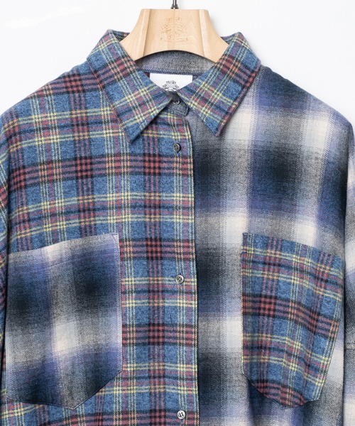 STOF(ストフ)の「STOF/ストフ/Half flannel check big shirt(シャツ/ブラウス・メンズ・グレー/ブルー・S/M)」の14枚目の写真