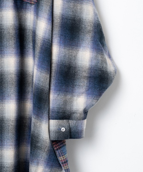 STOF(ストフ)の「STOF/ストフ/Half flannel check big shirt(シャツ/ブラウス・メンズ・グレー/ブルー・S/M)」の15枚目の写真