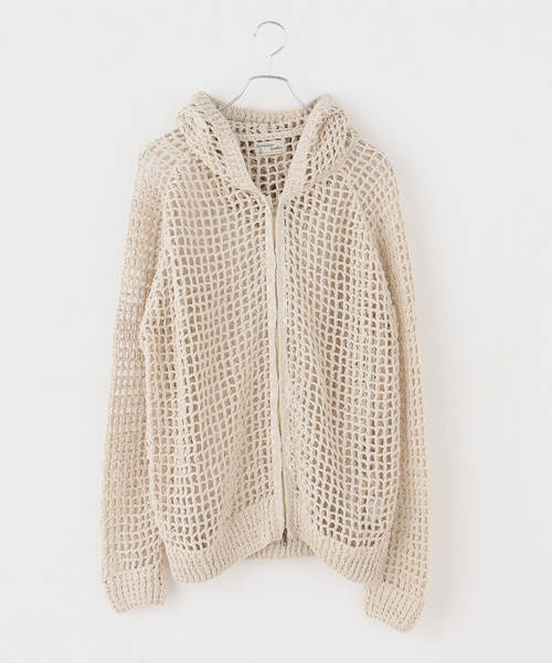 MacMahon Knitting Mills(マクマホン ニッティング ミルズ)の「MacMahon Knitting Mills / マクマホンニッティングミルズ Mesh Zip Hooded(パーカー・レディース・ホワイト/ブラック・FREE)」の2枚目の写真