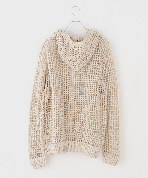 MacMahon Knitting Mills(マクマホン ニッティング ミルズ)の「MacMahon Knitting Mills / マクマホンニッティングミルズ Mesh Zip Hooded(パーカー・レディース・ホワイト/ブラック・FREE)」の12枚目の写真
