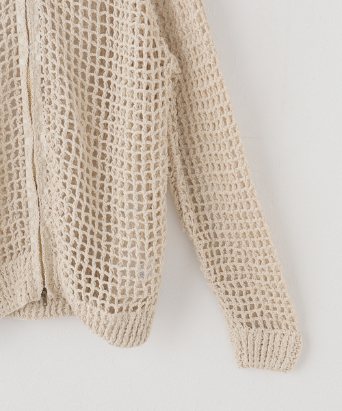 MacMahon Knitting Mills(マクマホン ニッティング ミルズ)の「MacMahon Knitting Mills / マクマホンニッティングミルズ Mesh Zip Hooded(パーカー・レディース・ホワイト/ブラック・FREE)」の11枚目の写真