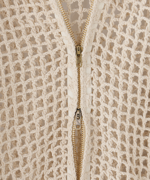 MacMahon Knitting Mills(マクマホン ニッティング ミルズ)の「MacMahon Knitting Mills / マクマホンニッティングミルズ Mesh Zip Hooded(パーカー・レディース・ホワイト/ブラック・FREE)」の10枚目の写真