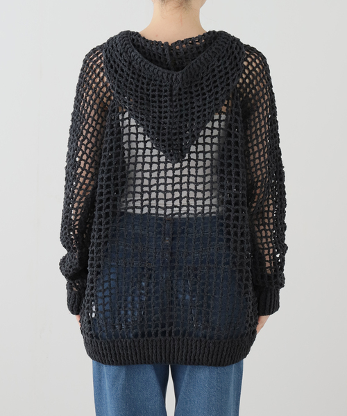 MacMahon Knitting Mills(マクマホン ニッティング ミルズ)の「MacMahon Knitting Mills / マクマホンニッティングミルズ Mesh Zip Hooded(パーカー・レディース・ホワイト/ブラック・FREE)」の3枚目の写真