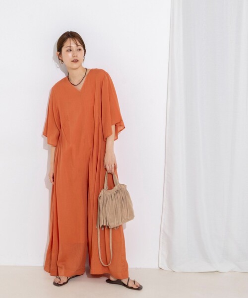 NOLLEY’S(ノーリーズ)の「【WEB限定】ウォッシャブルリラクシーオールインワン(つなぎ/オールインワン・レディース・ブラック/オレンジ・38)」の8枚目の写真
