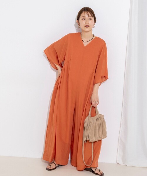NOLLEY’S(ノーリーズ)の「【WEB限定】ウォッシャブルリラクシーオールインワン(つなぎ/オールインワン・レディース・ブラック/オレンジ・38)」の9枚目の写真