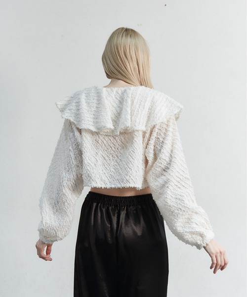 My shawty（ﾏｲｼｬｳﾃｨｰ）の「fringe jaqurd frill top（シャツ/ブラウス・レディース・アイボリー/ピンク/ブラック・FREE）」の10枚目の写真