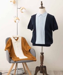 Ben Sherman（ベンシャーマン）の「テクスチャードブロックストライプニットポロ（ポロシャツ）」