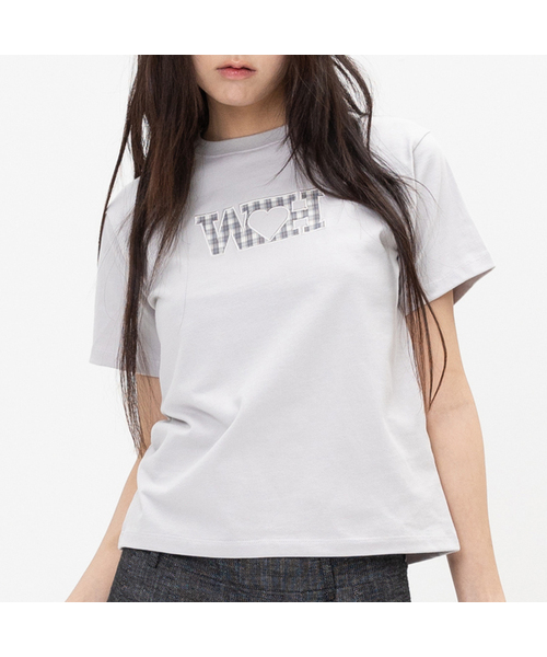 WEBHOUSE(ウェブハウス)の「WHチェックパッチT - グレー(Tシャツ/カットソー・レディース・その他・FREE)」の1枚目の写真
