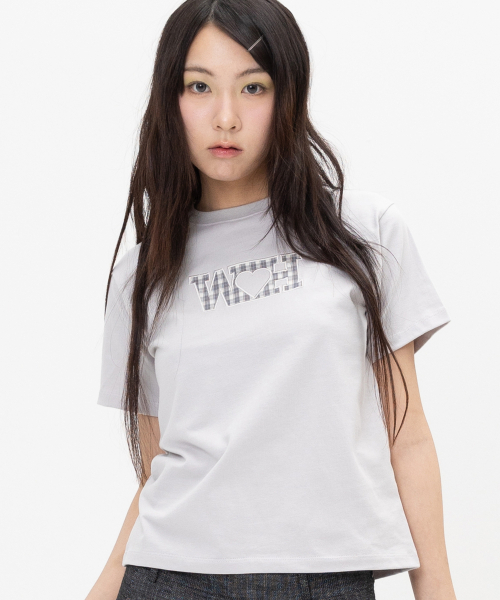 WEBHOUSE(ウェブハウス)の「WHチェックパッチT - グレー(Tシャツ/カットソー・レディース・その他・FREE)」の2枚目の写真