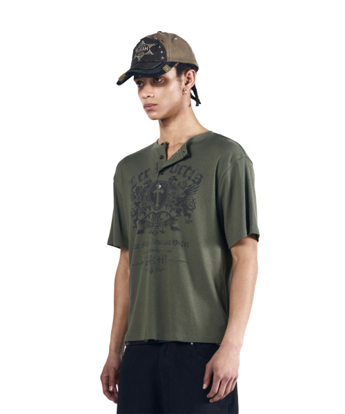 AAKAM（アーカム）の「Shield Henry Neck Half Top (Khaki)（Tシャツ/カットソー・レディース・その他・1/2/3）」の14枚目の写真