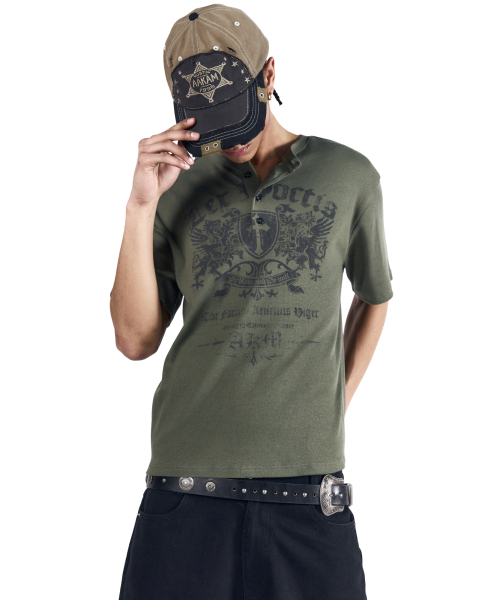 AAKAM（アーカム）の「Shield Henry Neck Half Top (Khaki)（Tシャツ/カットソー・レディース・その他・1/2/3）」の16枚目の写真