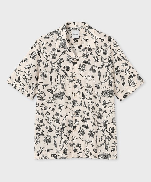 Paul Smith(ポールスミス)の「"Travel Stories" オープンカラーシャツ / 163316 905U(シャツ/ブラウス・メンズ・ダークグレー/オフホワイト・X-LARGE/LARGE/MEDIUM/SMALL)」の2枚目の写真
