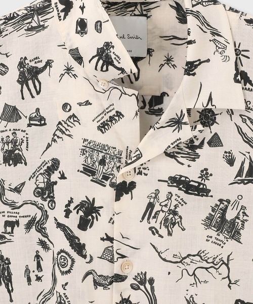 Paul Smith(ポールスミス)の「"Travel Stories" オープンカラーシャツ / 163316 905U(シャツ/ブラウス・メンズ・ダークグレー/オフホワイト・X-LARGE/LARGE/MEDIUM/SMALL)」の3枚目の写真