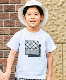 BeBe（ベベ）の「【接触冷感】【お揃い】マドラスチェックパッチ天竺半袖Tシャツ(90~150cm)（Tシャツ/カットソー）」