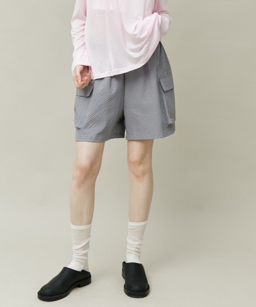 Auntie Rosa Holiday(アンティローザホリデー)の「シアサッカーナイロンショーツ(その他パンツ・レディース・ネイビー/グレー/ブラック・FREE)」の5枚目の写真