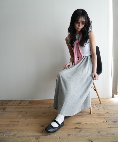 boemy（ボエミー）の「シンプル フレアロングスカート（スカート・レディース・アイボリー/ブラック/ダークグレー/ライトグレー・FREE）」の7枚目の写真