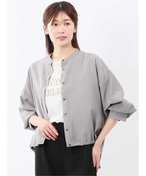 m.f.editorial(エムエフエディトリアル)の「【ライトアウター 羽織り】m.f.エディトリアル レディース シアー ワッシャー シャツ ブルゾン(シャツ/ブラウス・レディース・グレー系その他2/ベージュ・MEDIUM/LARGE)」の1枚目の写真