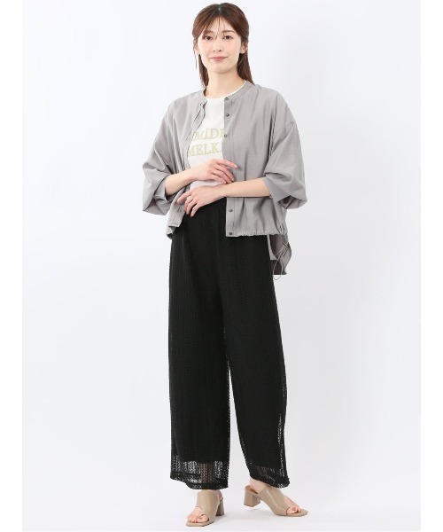 m.f.editorial(エムエフエディトリアル)の「【ライトアウター 羽織り】m.f.エディトリアル レディース シアー ワッシャー シャツ ブルゾン(シャツ/ブラウス・レディース・グレー系その他2/ベージュ・MEDIUM/LARGE)」の8枚目の写真