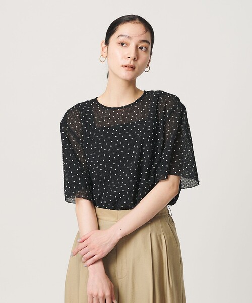 BEAUTY&YOUTH UNITED ARROWS(ビューティーアンドユースユナイテッドアローズ)の「ドットシアー ショートスリーブ ブラウス ウォッシャブル(シャツ/ブラウス・レディース・ライム/ホワイト/ブラック・FREE)」の5枚目の写真