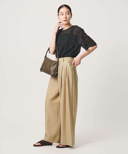BEAUTY&YOUTH UNITED ARROWS(ビューティーアンドユースユナイテッドアローズ)の「ドットシアー ショートスリーブ ブラウス ウォッシャブル(シャツ/ブラウス・レディース・ライム/ホワイト/ブラック・FREE)」の6枚目の写真