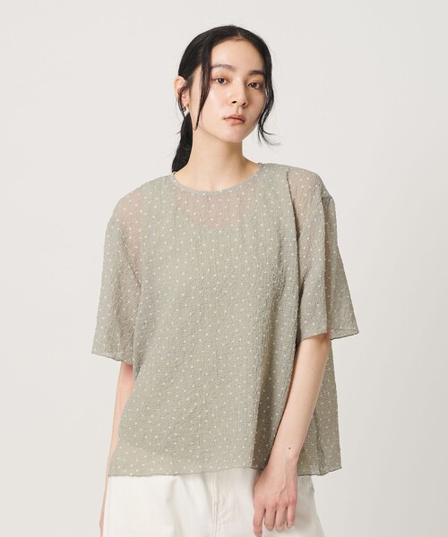 BEAUTY&YOUTH UNITED ARROWS(ビューティーアンドユースユナイテッドアローズ)の「ドットシアー ショートスリーブ ブラウス ウォッシャブル(シャツ/ブラウス・レディース・ライム/ホワイト/ブラック・FREE)」の12枚目の写真