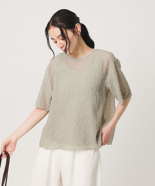 BEAUTY&YOUTH UNITED ARROWS(ビューティーアンドユースユナイテッドアローズ)の「ドットシアー ショートスリーブ ブラウス ウォッシャブル(シャツ/ブラウス・レディース・ライム/ホワイト/ブラック・FREE)」の13枚目の写真