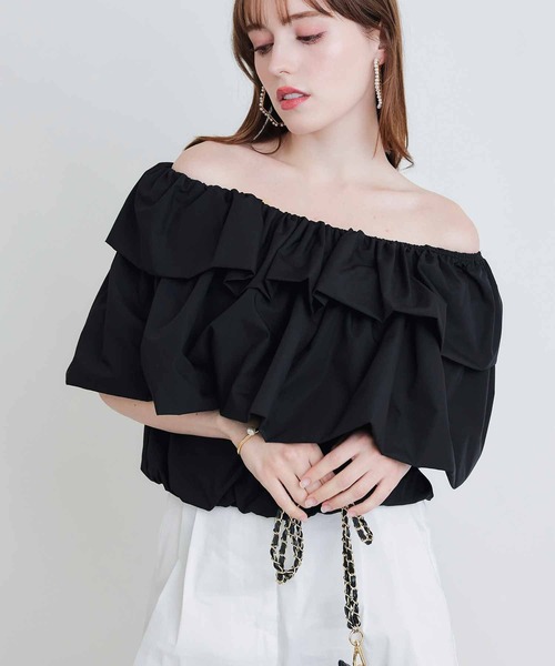 PICCIN PERLA（ピッチンペルラ）の「フラフィーブラウス（シャツ/ブラウス・レディース・ブラック/オフホワイト・M）」の2枚目の写真