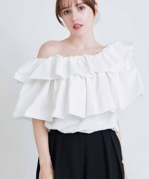 PICCIN PERLA（ピッチンペルラ）の「フラフィーブラウス（シャツ/ブラウス・レディース・ブラック/オフホワイト・M）」の10枚目の写真