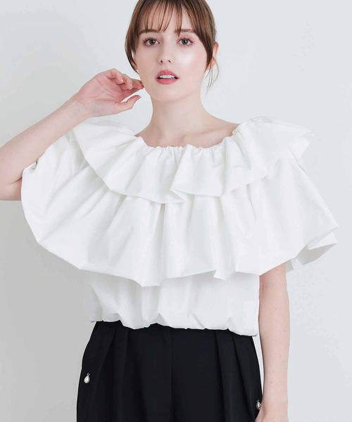 PICCIN PERLA（ピッチンペルラ）の「フラフィーブラウス（シャツ/ブラウス・レディース・ブラック/オフホワイト・M）」の3枚目の写真