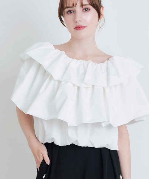 PICCIN PERLA（ピッチンペルラ）の「フラフィーブラウス（シャツ/ブラウス・レディース・ブラック/オフホワイト・M）」の4枚目の写真