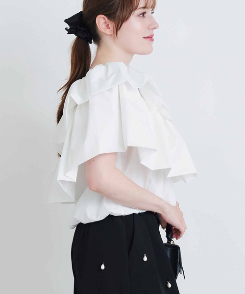 PICCIN PERLA（ピッチンペルラ）の「フラフィーブラウス（シャツ/ブラウス・レディース・ブラック/オフホワイト・M）」の5枚目の写真