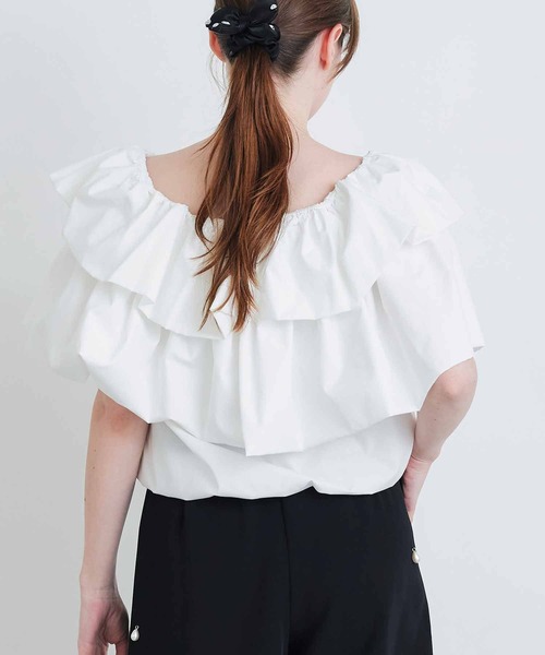 PICCIN PERLA（ピッチンペルラ）の「フラフィーブラウス（シャツ/ブラウス・レディース・ブラック/オフホワイト・M）」の6枚目の写真