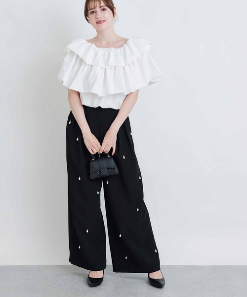 PICCIN PERLA（ピッチンペルラ）の「フラフィーブラウス（シャツ/ブラウス・レディース・ブラック/オフホワイト・M）」の7枚目の写真