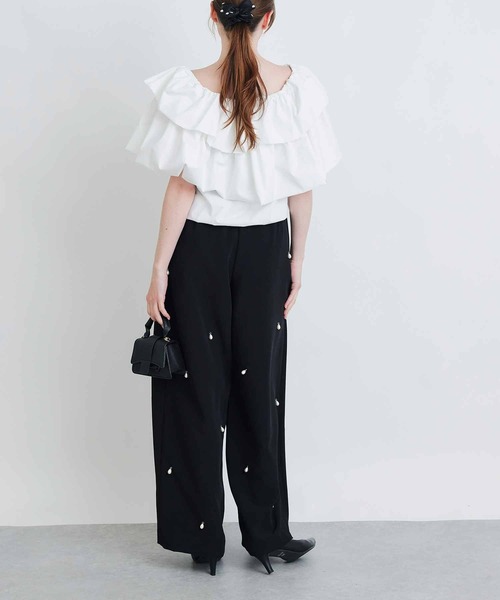 PICCIN PERLA（ピッチンペルラ）の「フラフィーブラウス（シャツ/ブラウス・レディース・ブラック/オフホワイト・M）」の9枚目の写真