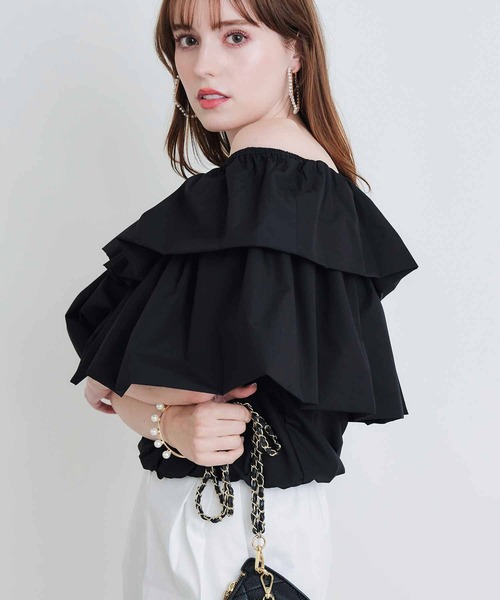 PICCIN PERLA（ピッチンペルラ）の「フラフィーブラウス（シャツ/ブラウス・レディース・ブラック/オフホワイト・M）」の12枚目の写真