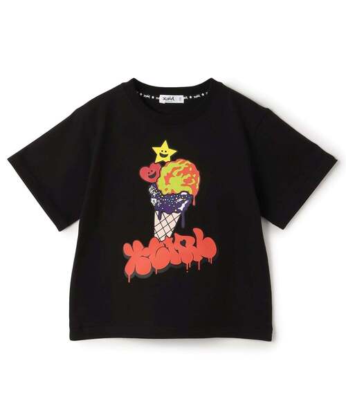 X-girl Stages(エックスガールステージス)の「【接触冷感】キラッキーアイスクリーム 半袖Tシャツ(Tシャツ/カットソー・キッズ・グリーン/オフホワイト/ブラック・80cm/140cm/100cm/90cm/130cm/110cm/120cm)」の3枚目の写真