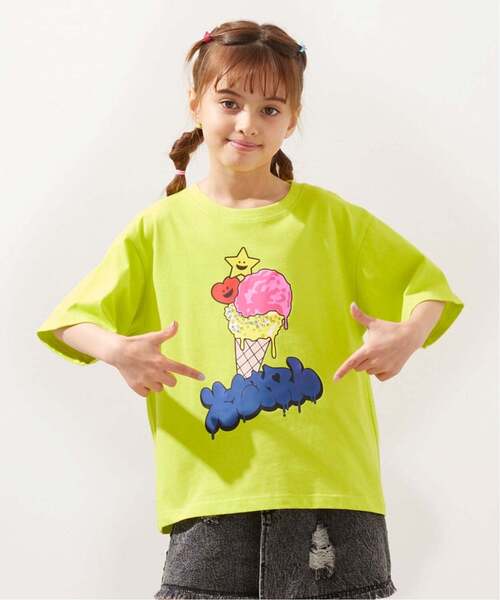 X-girl Stages(エックスガールステージス)の「【接触冷感】キラッキーアイスクリーム 半袖Tシャツ(Tシャツ/カットソー・キッズ・グリーン/オフホワイト/ブラック・80cm/140cm/100cm/90cm/130cm/110cm/120cm)」の22枚目の写真