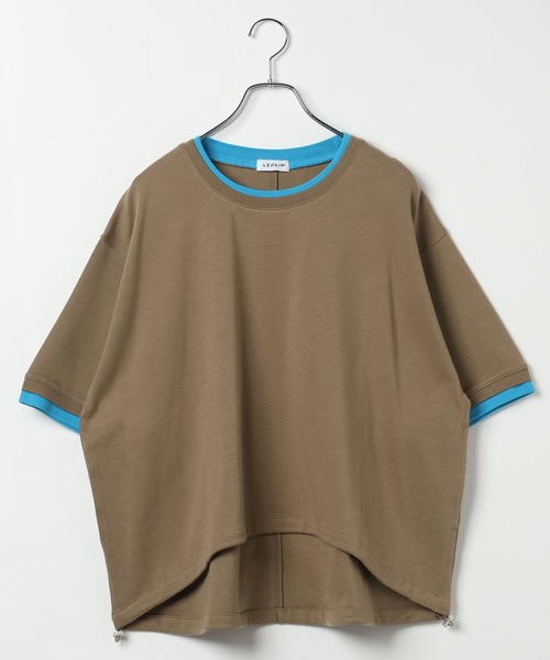 LEPSIM(レプシィム)の「配色リブプルオーバーSS 687249(Tシャツ/カットソー・レディース・グレイッシュベージュ/ブルー/ブラウン/ブラック・FREE)」の1枚目の写真