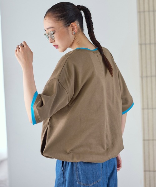 LEPSIM（レプシィム）の「配色リブプルオーバーSS　687249（Tシャツ/カットソー・レディース・グレイッシュベージュ/ブルー/ブラウン/ブラック・FREE）」の20枚目の写真